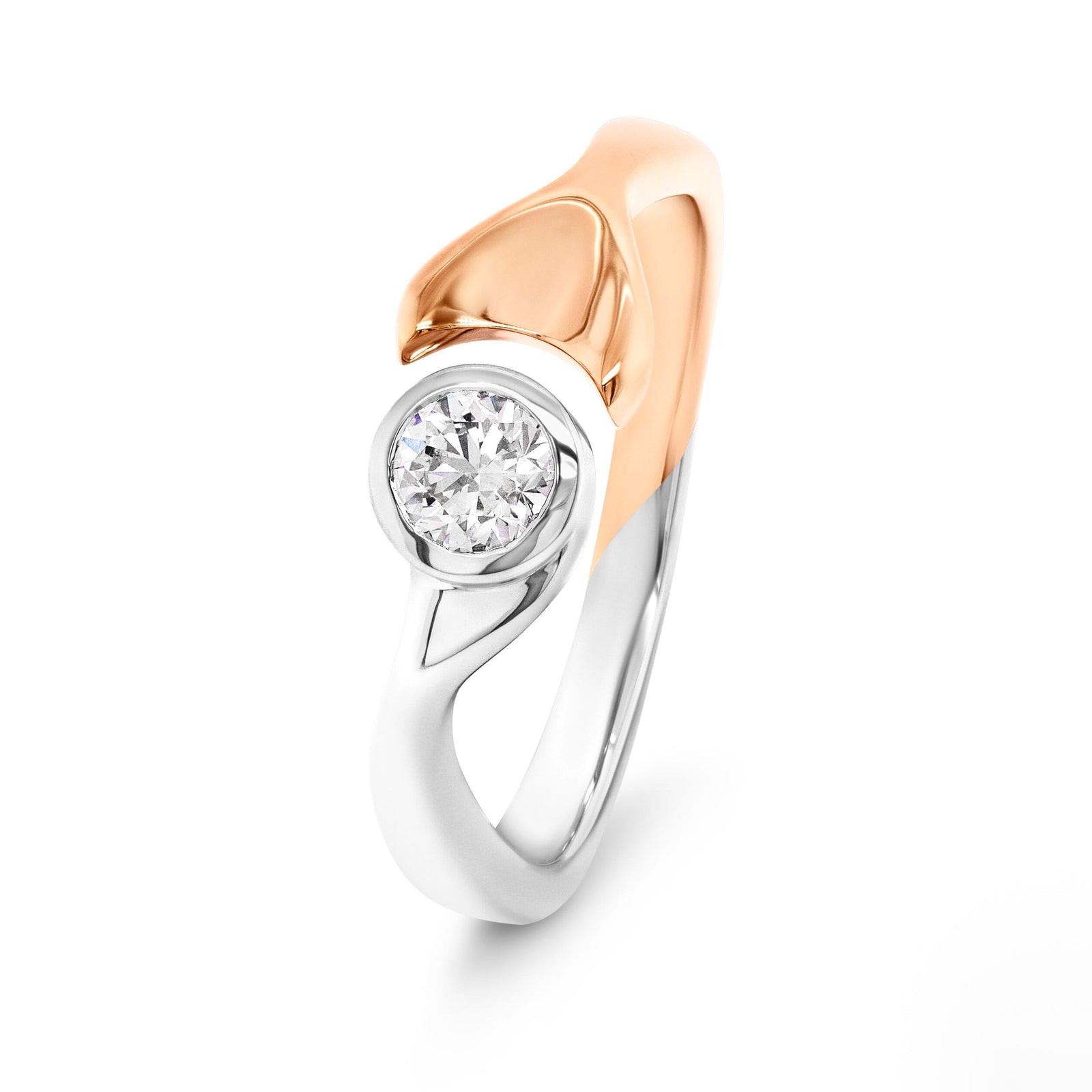 Two-Tone Bezel-Set Diamond Ring - EDJR079