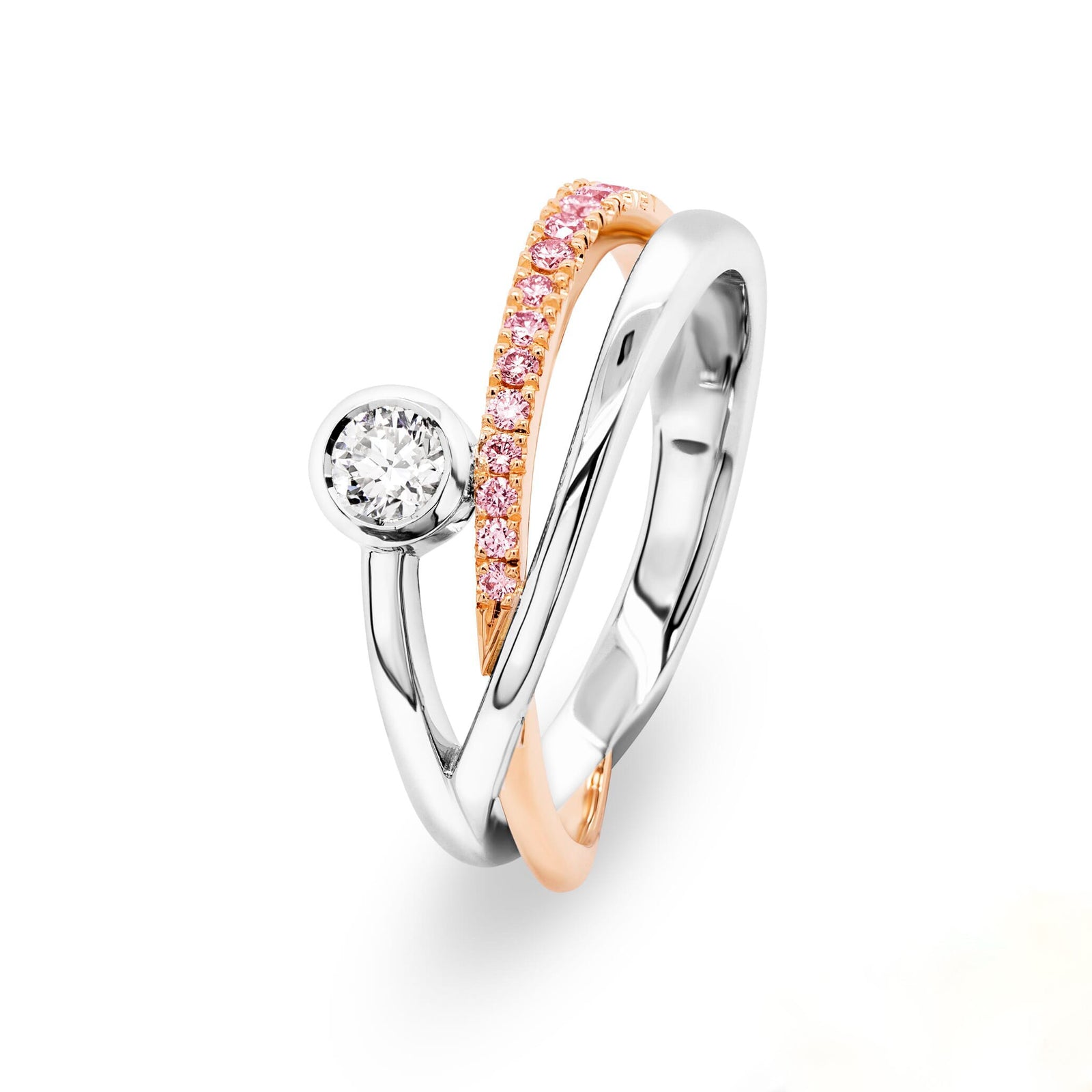 Australian Pink Diamond from WA and White Diamond Twist Ring - EDJR087B