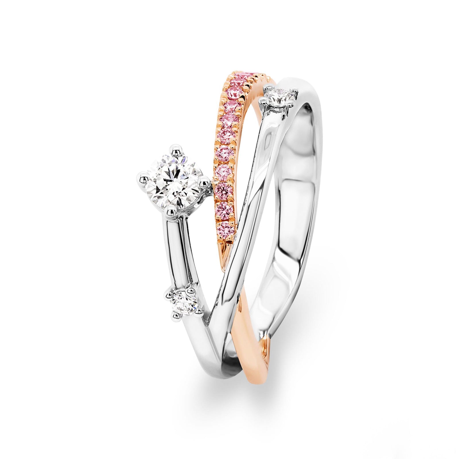 Australian Pink Diamond from WA and White Diamond Twist Ring - EDJR087C