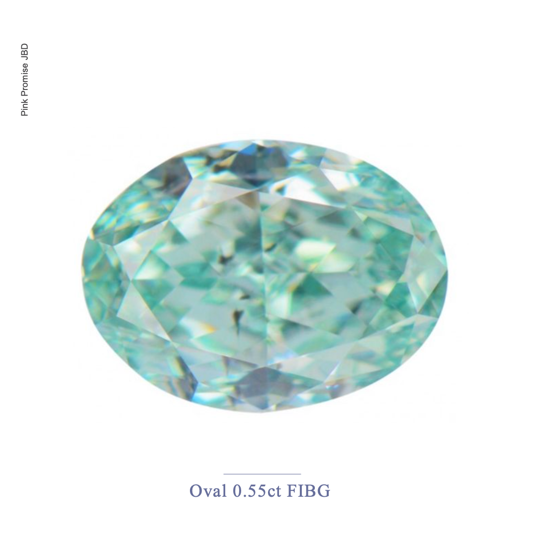 0.55ct Oval Cut Fancy Intense Blue-Green Color Diamond, G032
