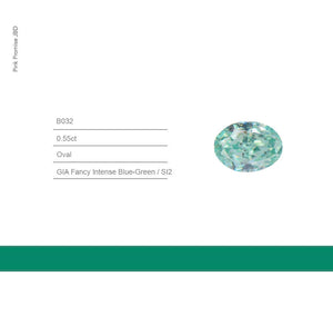 0.55ct Oval Cut Fancy Intense Blue-Green Color Diamond, G032