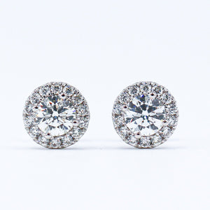 Round brilliant cut diamond halo earrings perth special offer