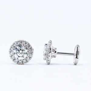 Round brilliant cut diamond halo earrings perth special offer
