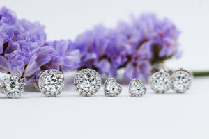 Round brilliant cut diamond halo earrings perth special offer
