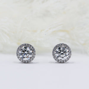 Round brilliant cut diamond halo earrings perth special offer