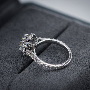 round brilliant cut diamond halo engagement rings  melbourne australia unique design