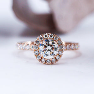 round brilliant cut diamond halo engagement rings melbourne custom design