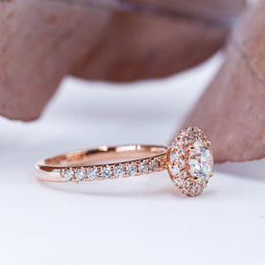 round brilliant cut diamond halo engagement rings melbourne custom design