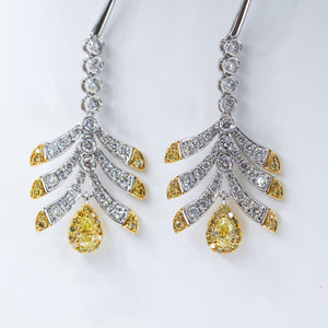 Pear shaped Fancy intense yellow diamond earrings sydney in stock