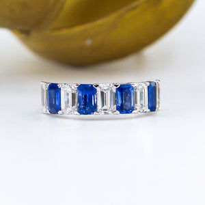 emerald cut sapphire eternity rings perth unique design