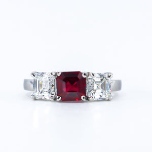 radiant cut ruby diamond egagement rings perth australia custom design