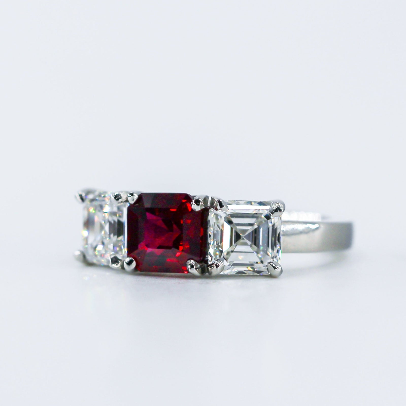 radiant cut ruby diamond egagement rings perth australia custom design