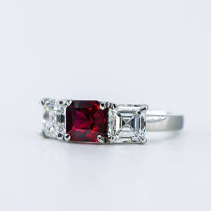 radiant cut ruby diamond egagement rings perth australia custom design