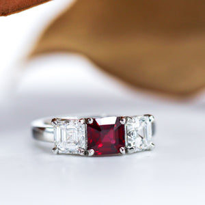 radiant cut ruby diamond egagement rings perth australia custom design