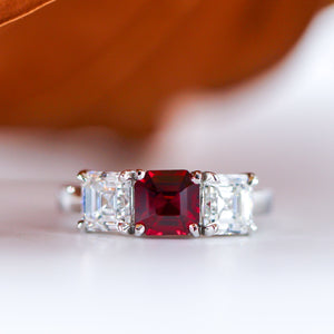 radiant cut ruby diamond egagement rings perth australia custom design