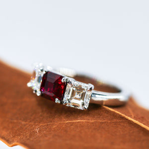 radiant cut ruby diamond egagement rings perth australia custom design