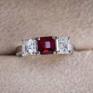 radiant cut ruby diamond egagement rings perth australia custom design