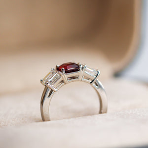 radiant cut ruby diamond egagement rings perth australia custom design