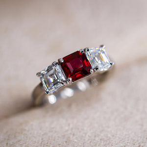 radiant cut ruby diamond egagement rings perth australia custom design