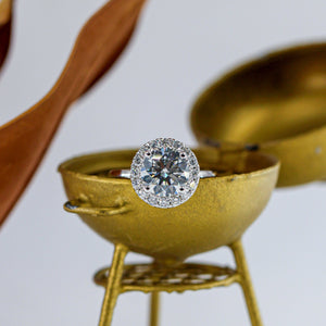 round brilliant cut diamond halo engagement rings sydney best price