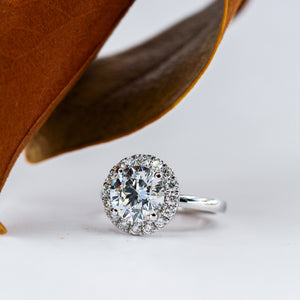 round brilliant cut diamond halo engagement rings sydney best price