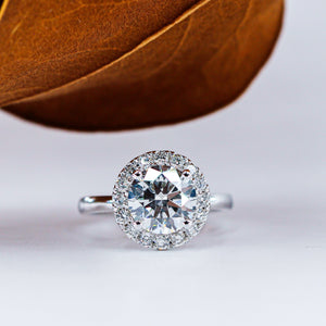 round brilliant cut diamond halo engagement rings sydney best price