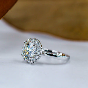 round brilliant cut diamond halo engagement rings sydney best price