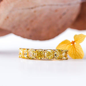 cushion cut fancy intense yellow diamond eternity rings Sydney best price