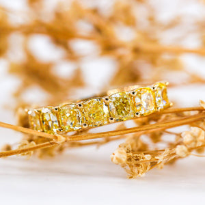 cushion cut fancy intense yellow diamond eternity rings Sydney best price