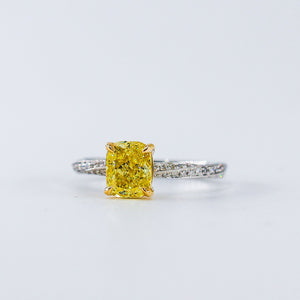 Cushion cut  Fancy Vivid Yellow Diamond Engagement Rings Perth Exclusive deals