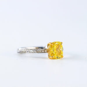 Cushion cut  Fancy Vivid Yellow Diamond Engagement Rings Perth Exclusive deals