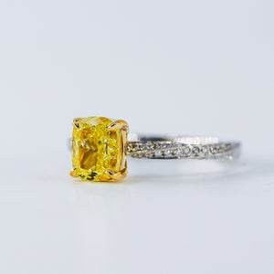 Cushion cut  Fancy Vivid Yellow Diamond Engagement Rings Perth Exclusive deals
