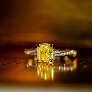Cushion cut  Fancy Vivid Yellow Diamond Engagement Rings Perth Exclusive deals
