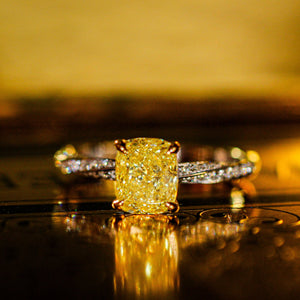 Cushion cut  Fancy Vivid Yellow Diamond Engagement Rings Perth Exclusive deals