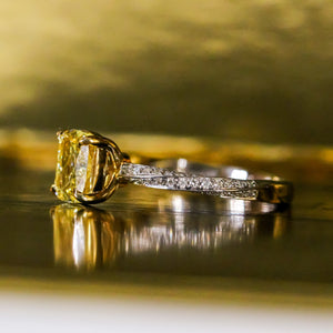 Cushion cut  Fancy Vivid Yellow Diamond Engagement Rings Perth Exclusive deals
