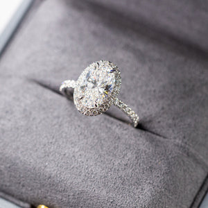 Oval Cut Halo Diamond Engagement Ring - OVHSHR02