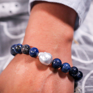 Australian South Sea Pearl and Lapis Bracelet - A053BC GEM