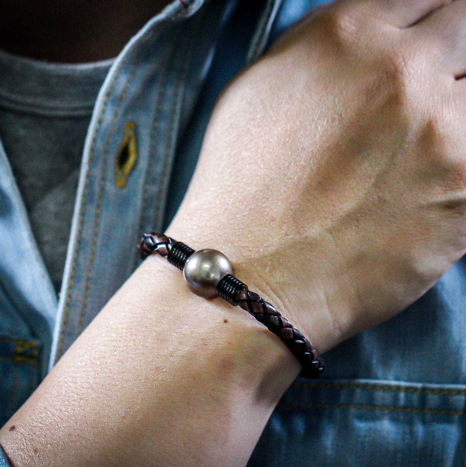 Men's Tahitian Sea Pearl Bracelet - GBC04