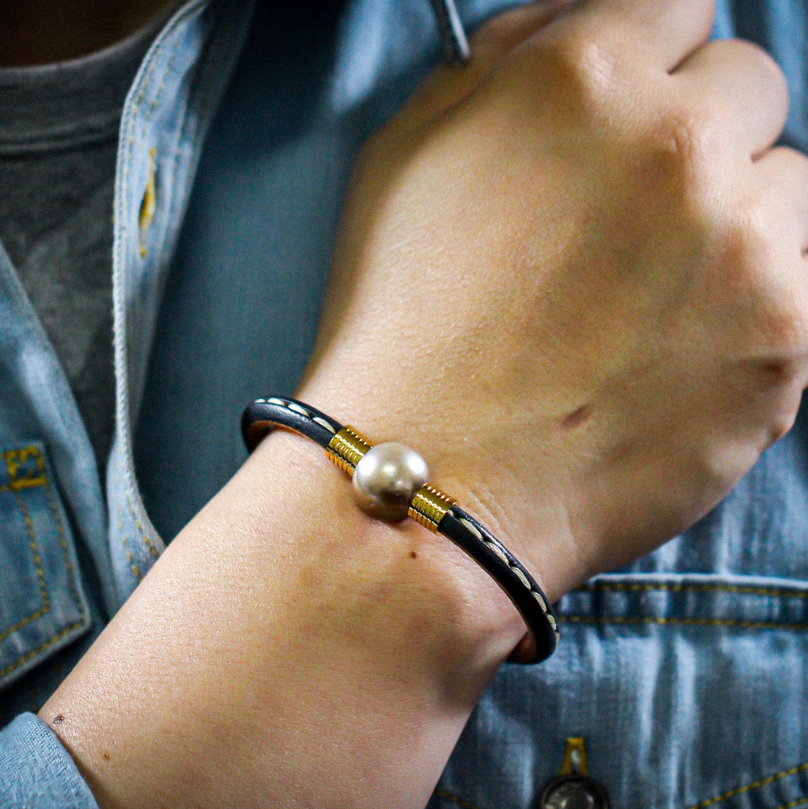Men's Tahitian Sea Pearl Bracelet - GBC02
