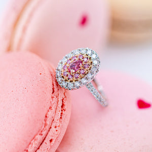 Oval cut Fancy Vivid pink diamond halo rings Melbourne Limited-time jewelry sale
