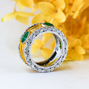 Cabochon Emerald rings Melbourne custom design