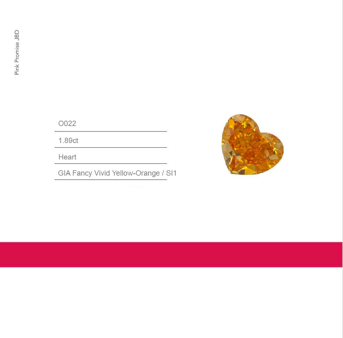 1.89ct Heart Shape Fancy Vivid Yellow-Orange Color Diamond, O022