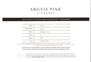 1.32ct Oval shape 4PP Fancy Vivid Purple Pink Certified Australian Pink Diamond, ARG14