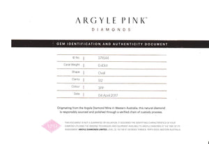 0.43ct Oval shape 3PP Fancy Vivid Pink Certified Australian Pink Diamond, ARG11
