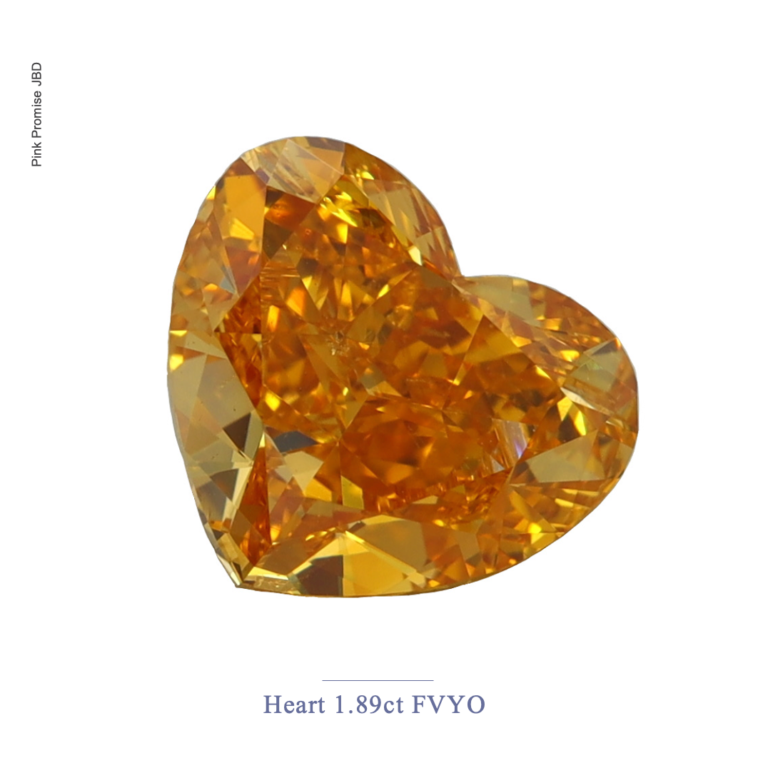 1.89ct Heart Shape Fancy Vivid Yellow-Orange Color Diamond, O022