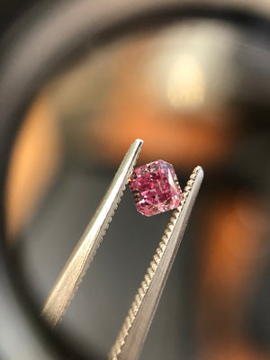 0.51ct Radiant shape 4PP Fancy Vivid Purplish Pink Certified Australian Pink Diamond, ARG08