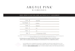 0.5ct Radiant shape 4P Fancy Vivid Pink Certified Australian Pink Diamond, ARG06