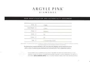 1.04ct Radiant shape 3P Fancy Vivid Pink Certified Australian Pink Diamond, ARG18