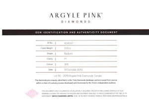 2.01ct Radiant shape 3PR Fancy Intense Pink Certified Australian Pink Diamond, ARG13