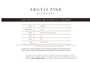 0.74ct Radiant shape 3PP Fancy Vivid Purplish Pink Certified Australian Pink Diamond, ARG24